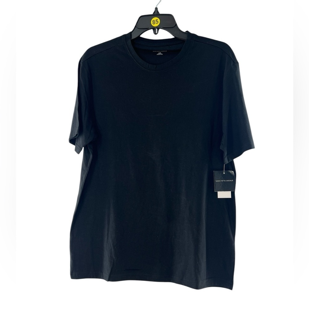 NWT Saks Fifth Avenue Round Neck Classic Men's Black T-Shirt M - Picture 2 of 5